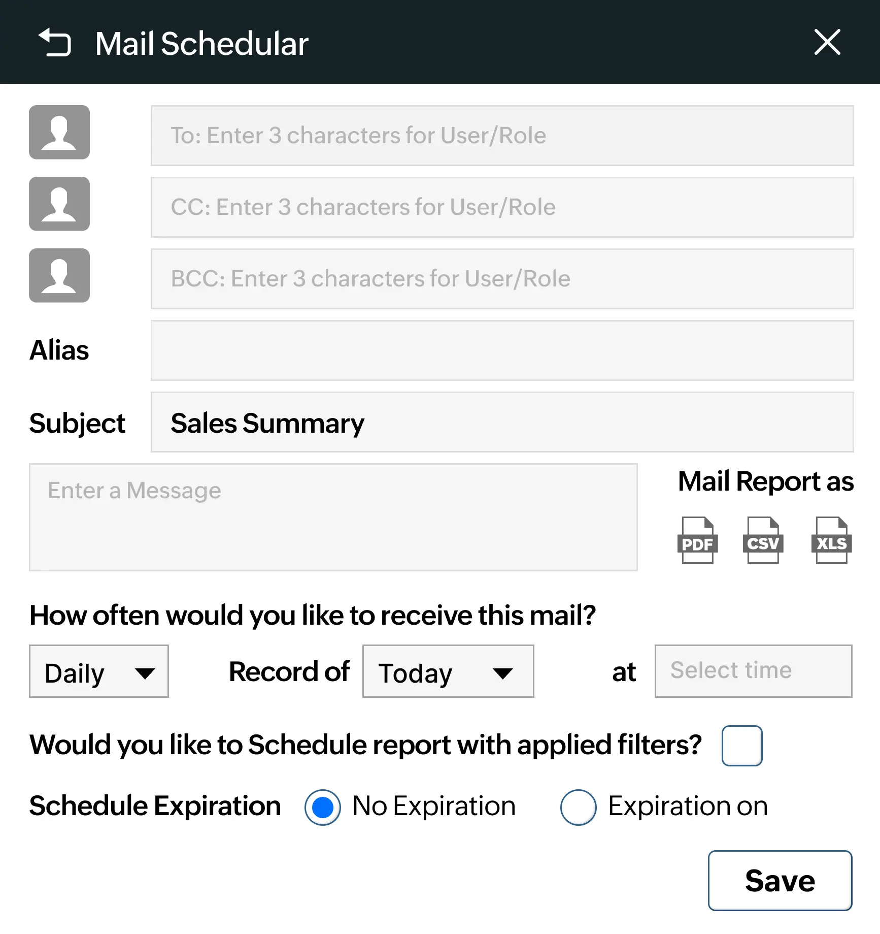 Scheduling automated reports with analytics software for distributors