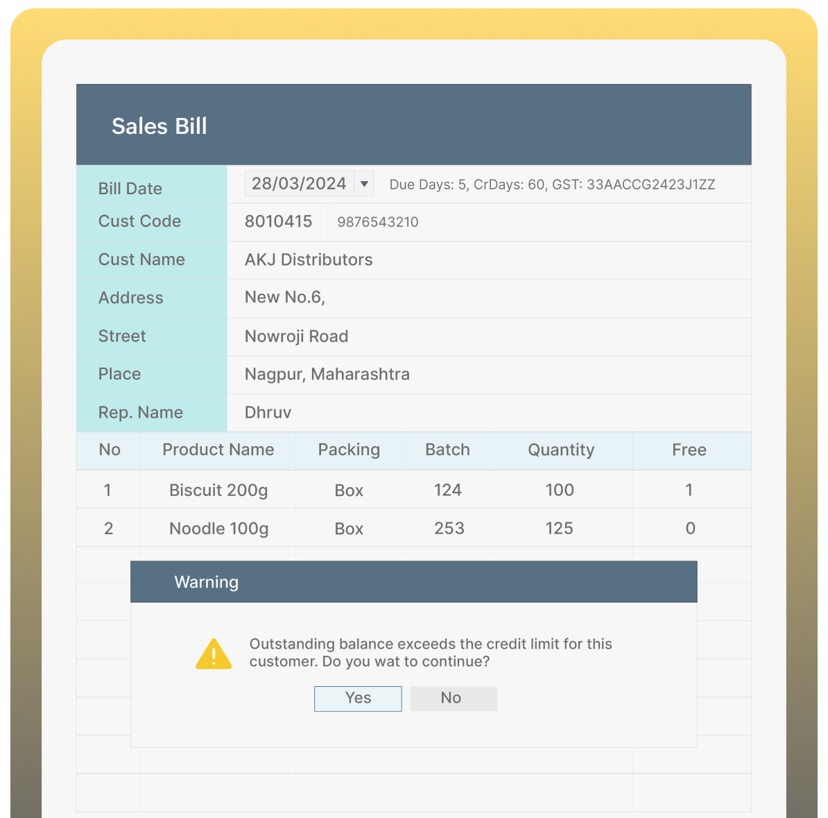 Credit limit control in credit management software for distributors in india