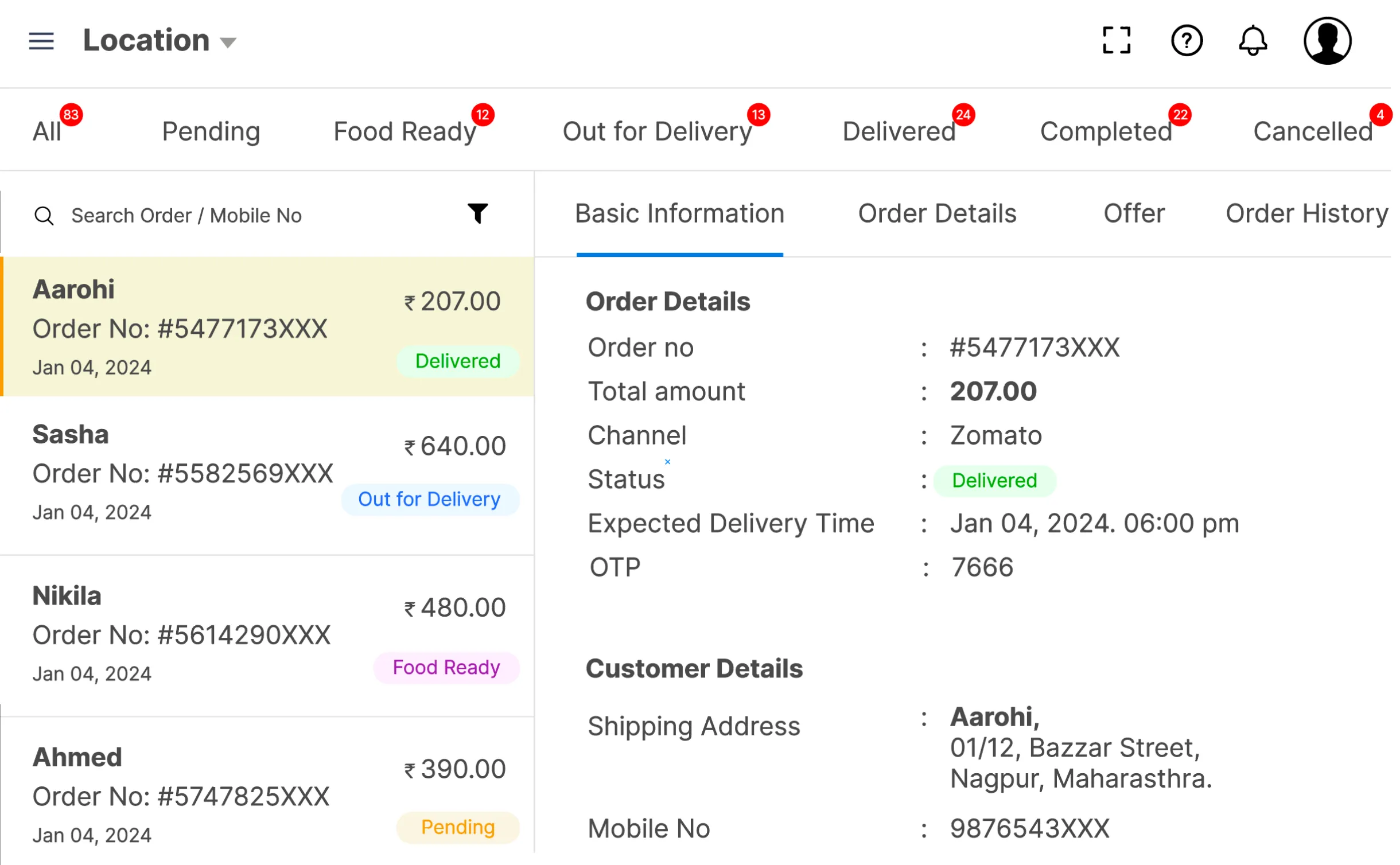 Online ordering & food aggregator