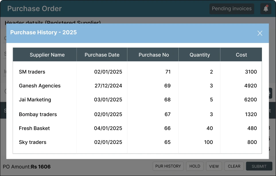 supplier or vendor management in restaurant purchase management software