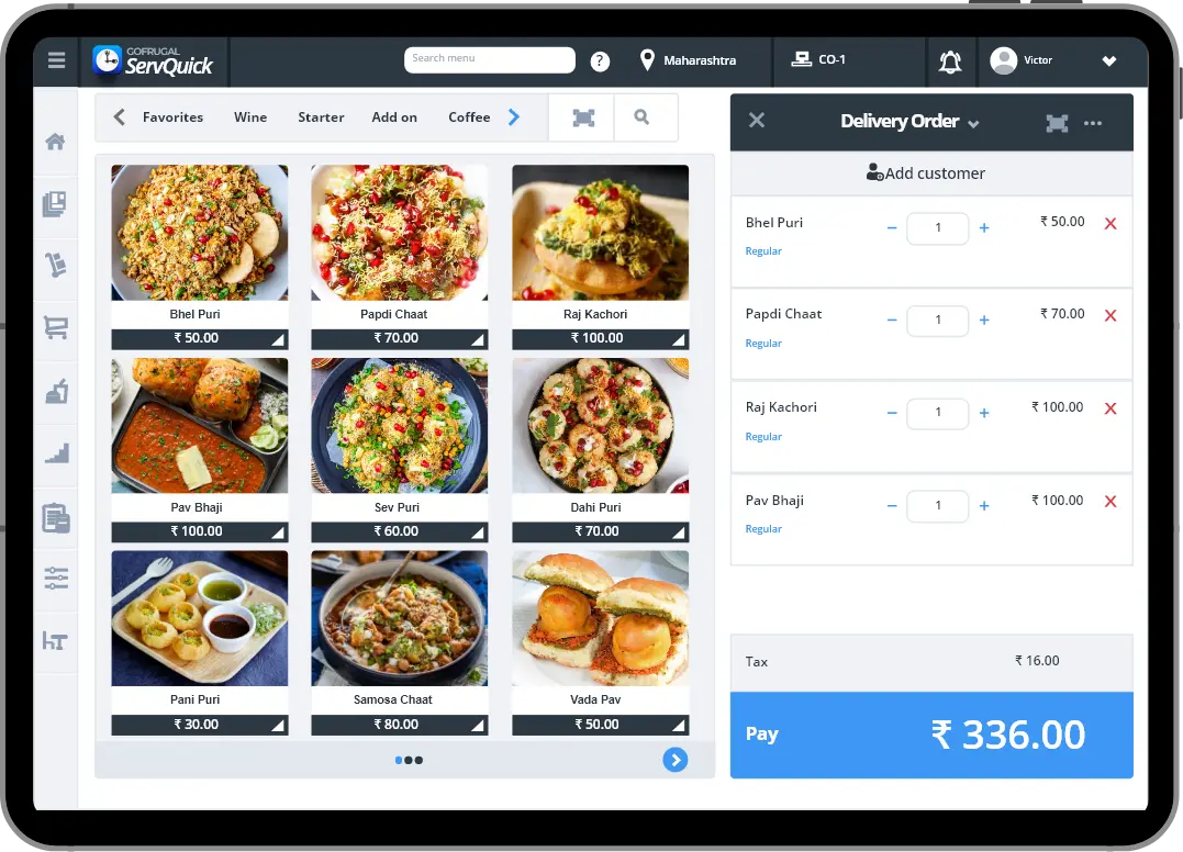 Restaurant on Tablet Screen