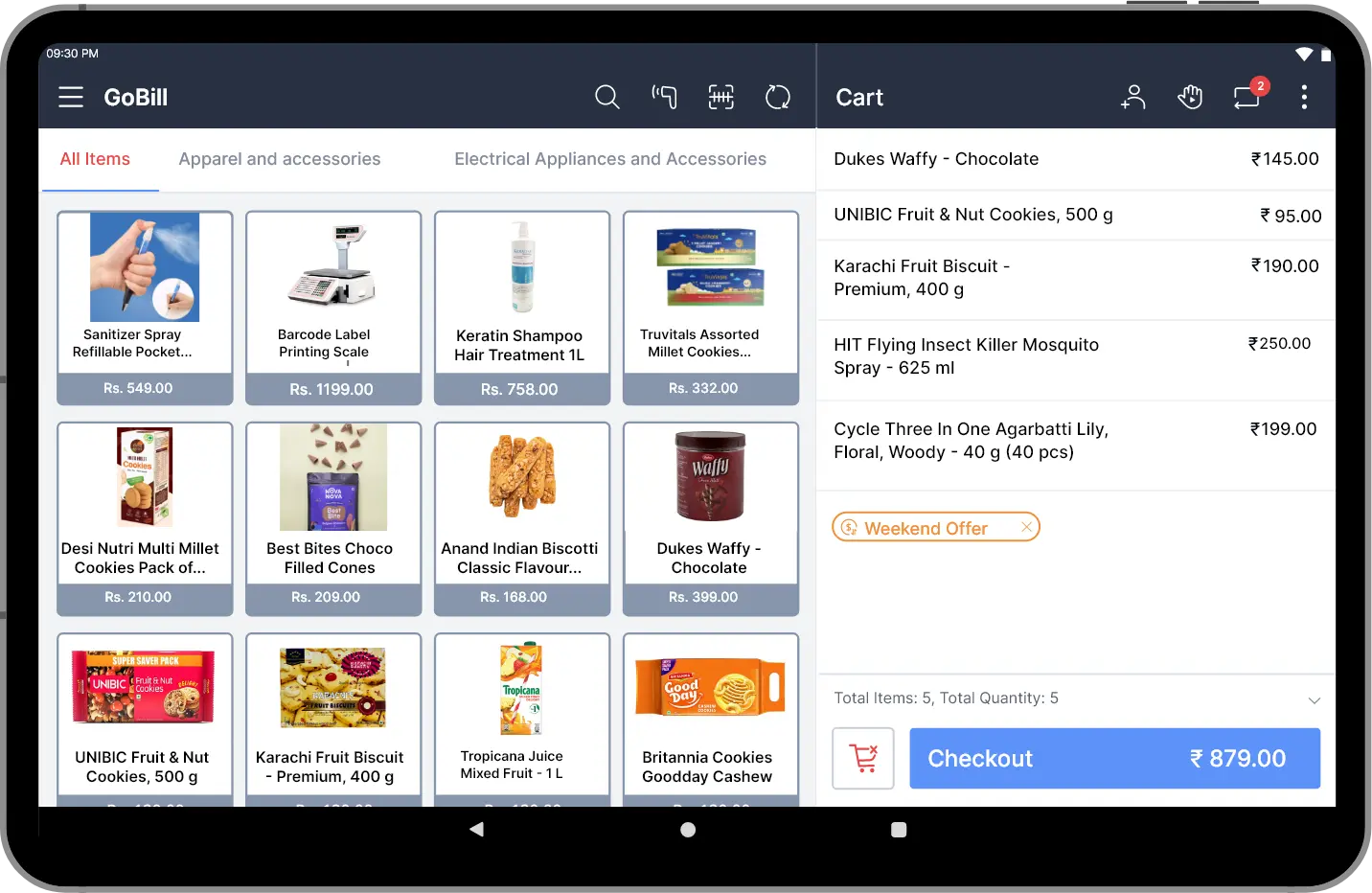 Store management software on Tablet Screen