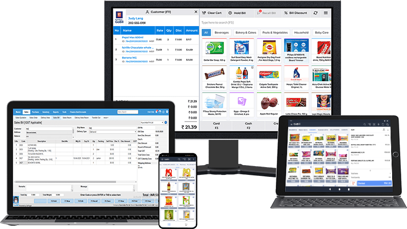 Image shows the screen of Gofrugal's RetailEasy, comprehensive POS billing software for retail shops.