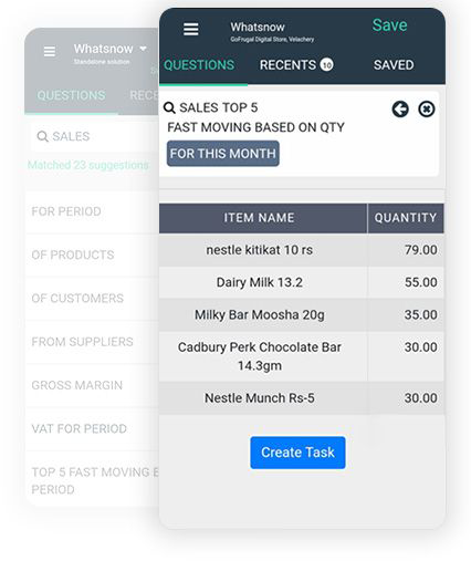 Product screen of WhatsNow: Real-time reports on your phone, anytime, anywhere. Empower your retail store software decisions.